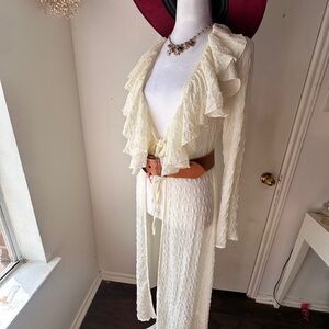 Elegant Cream Ruffled Cardigan